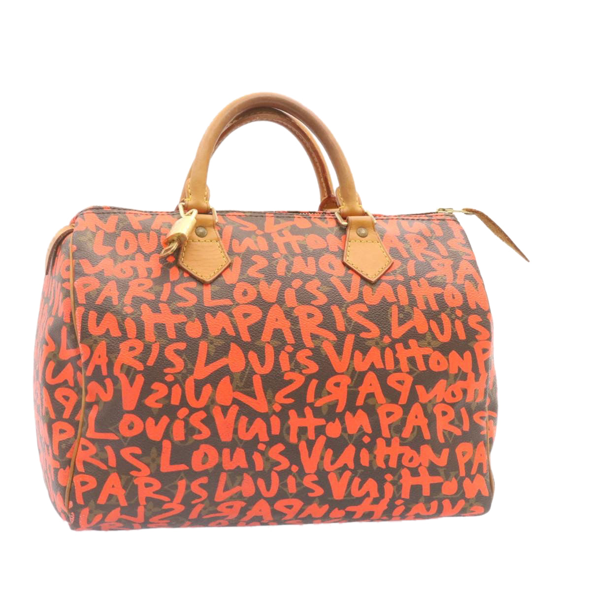 LOUIS VUITTON Monogram Graffiti Speedy 30 Hand Bag Orange M93705 LV  25731A