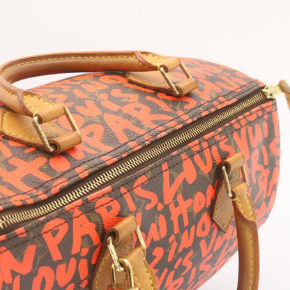 LOUIS VUITTON Monogram Graffiti Speedy 30 Hand Bag Orange M93705 LV  25731A