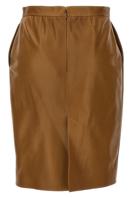 Saint Laurent Women Leather Skirt