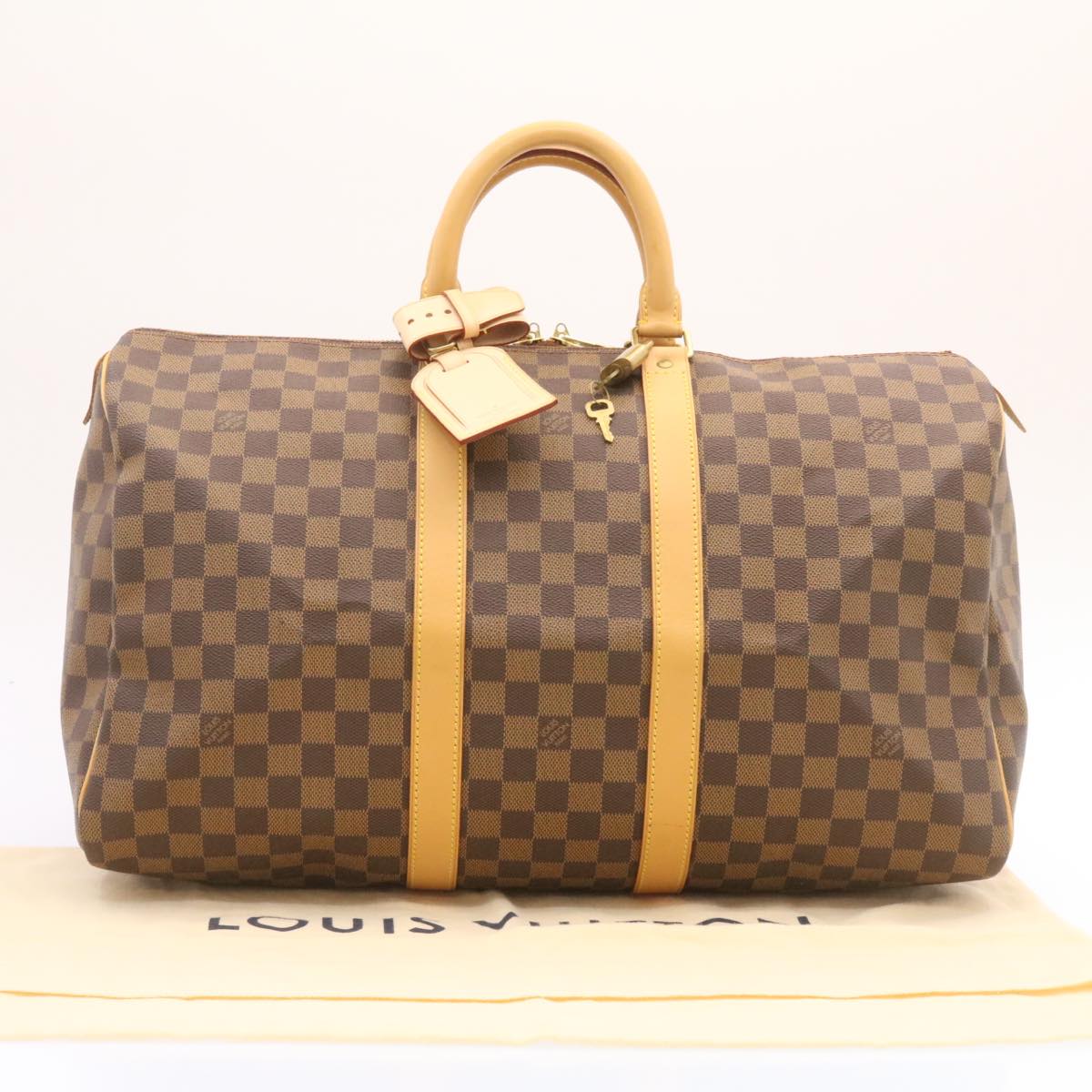 LOUIS VUITTON Damier Ebene Keepall 45 Boston Bag LV  26495A