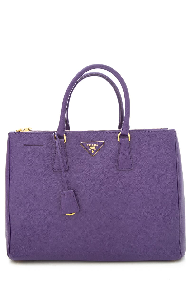 Prada Purple Saffiano Leather Galleria Double Zip Tote