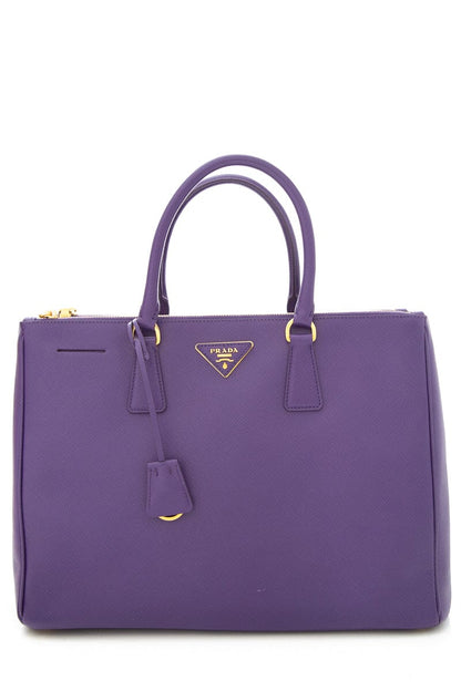 Prada Purple Saffiano Leather Galleria Double Zip Tote