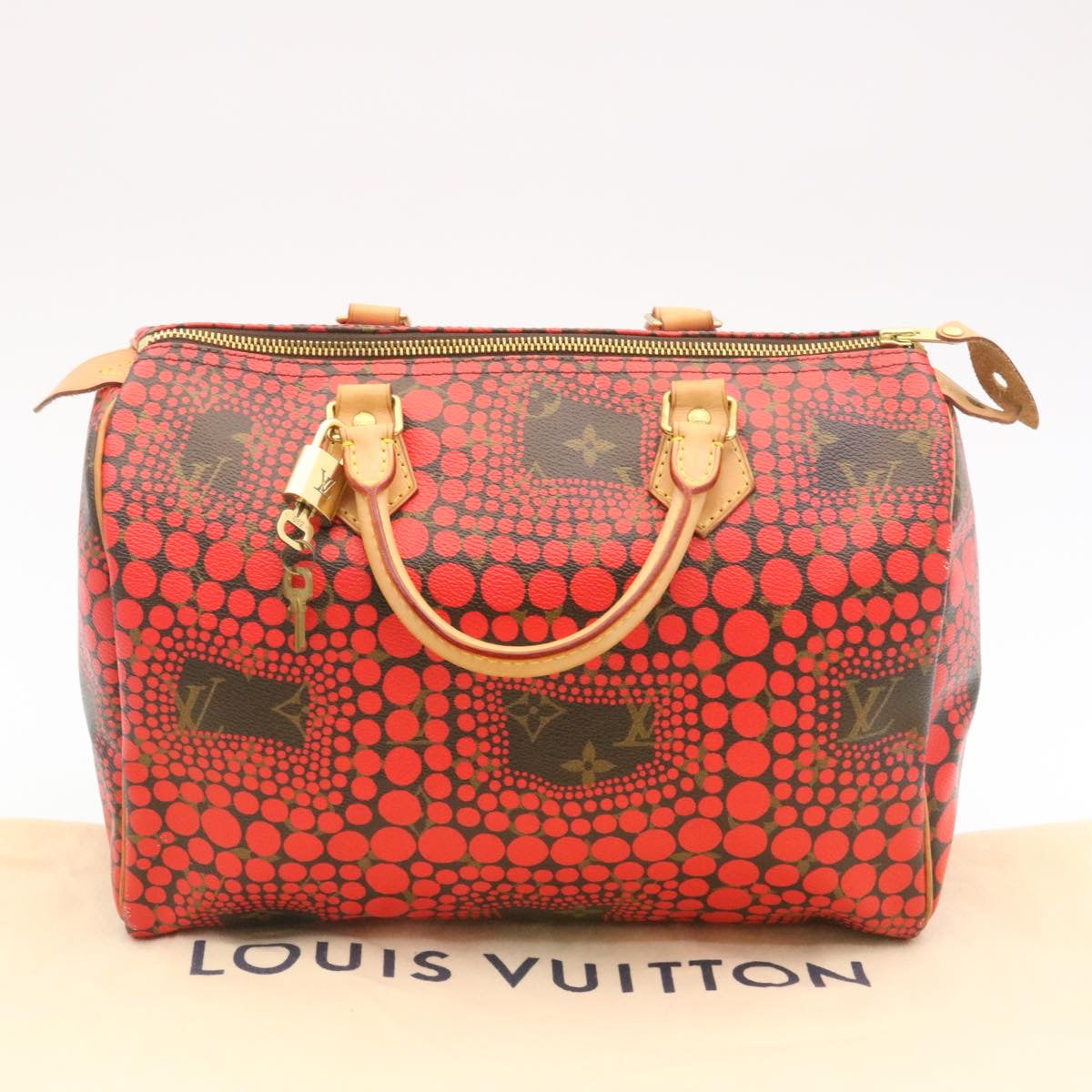 LOUIS VUITTON Monogram Dot Infinity Speedy 30 Kusama Red M40693 LV  28653A