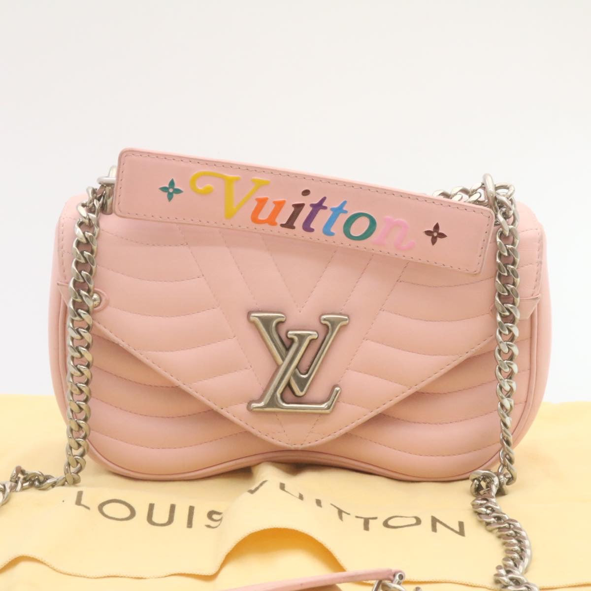 LOUIS VUITTON New Wave MM 2Way Chain Shoulder Bag Pink M52707 LV  28676A