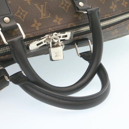 LOUIS VUITTON Monogram Macassar Keepall Bandouliere 55 M56714 Auth 28882A