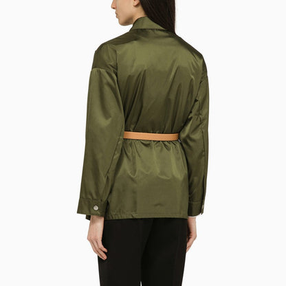 Prada Loden-Coloured Jacket In Re-Nylon With Logo Women