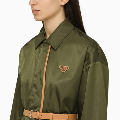 Prada Loden-Coloured Jacket In Re-Nylon With Logo Women