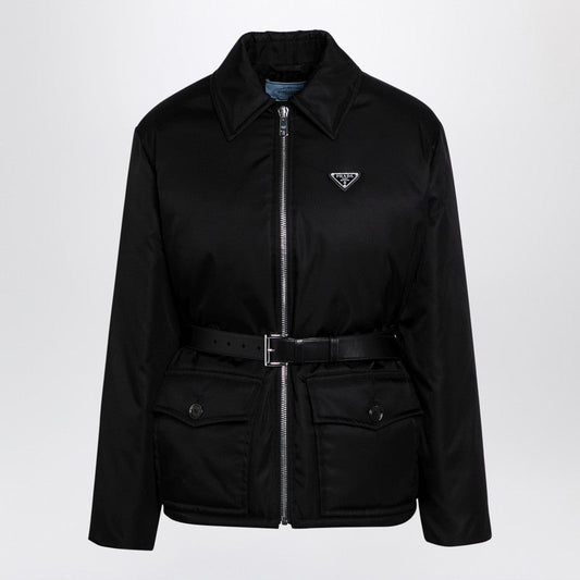 Prada Black Re-Nylon Jacket With Belt Women