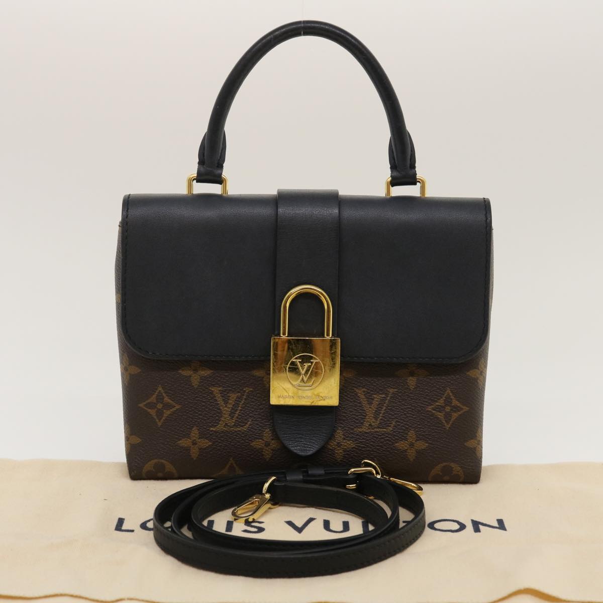 LOUIS VUITTON Monogram Rocky BB 2Way Hand Shoulder Bag Black M44141 Auth 29587A