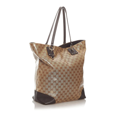 Brown Gucci GG Crystal Charm Tote Bag