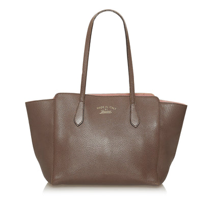 Brown Gucci Swing Leather Tote Bag