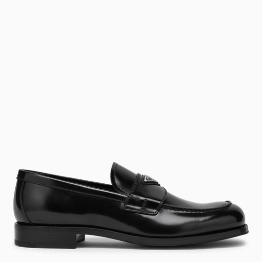 Prada Black Brushed Leather Loafers Men