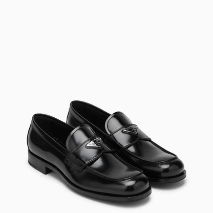 Prada Black Brushed Leather Loafers Men