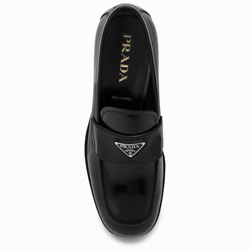 Prada Black Brushed Leather Loafers Men