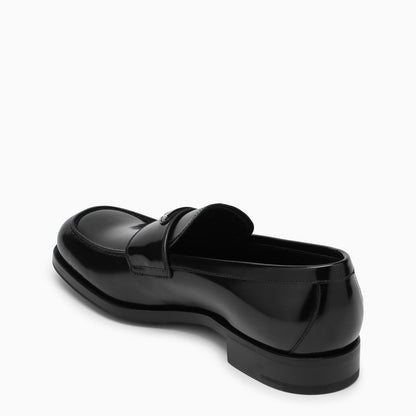 Prada Black Brushed Leather Loafers Men