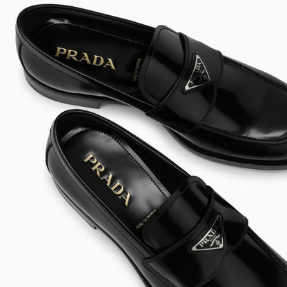 Prada Black Brushed Leather Loafers Men