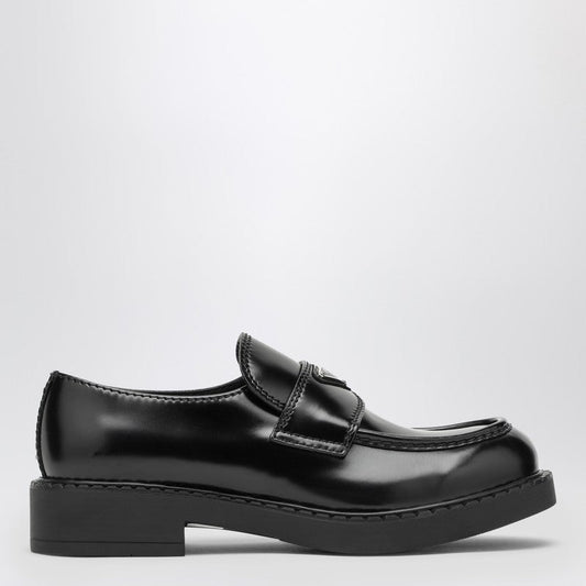 Prada Chocolate Loafer In Black Brushed Leather Men