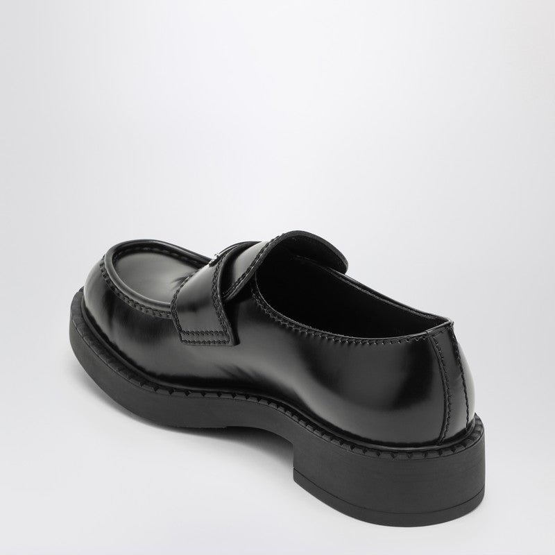 Prada Chocolate Loafer In Black Brushed Leather Men