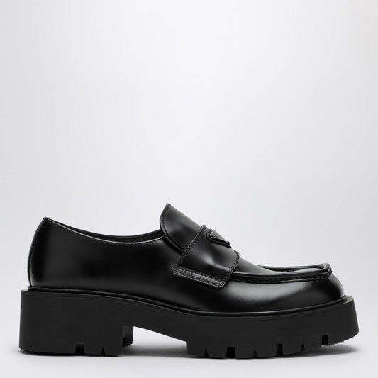 Prada Black Brushed Leather Loafer Men