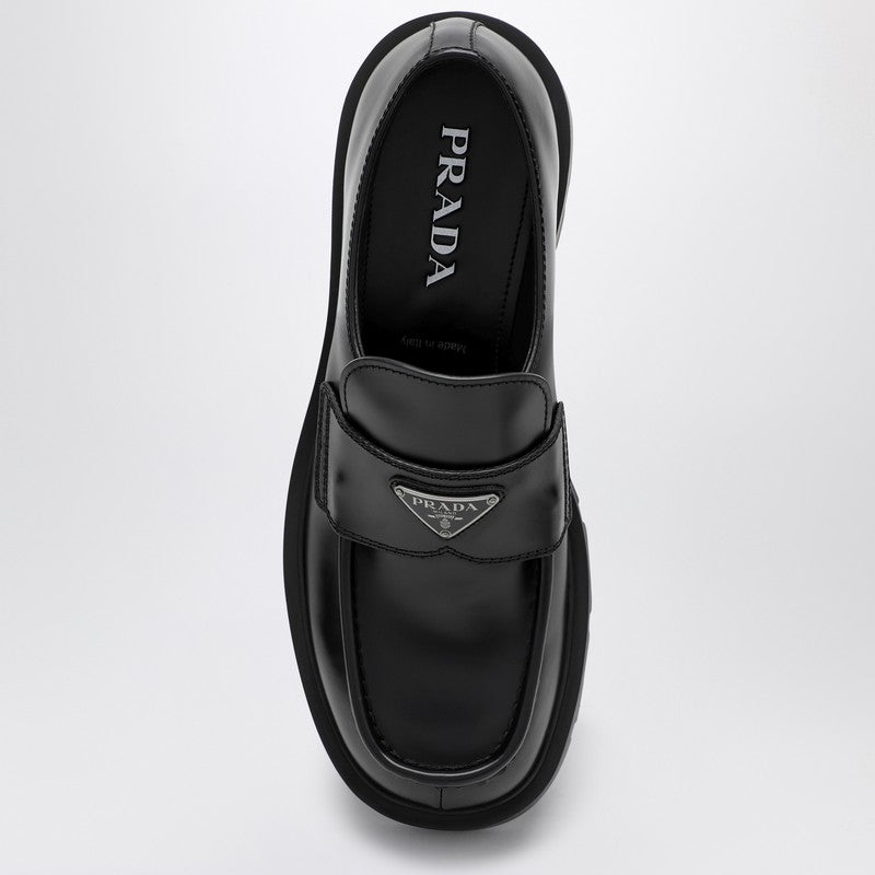 Prada Black Brushed Leather Loafer Men