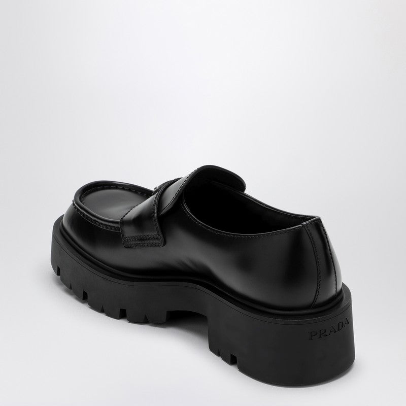 Prada Black Brushed Leather Loafer Men