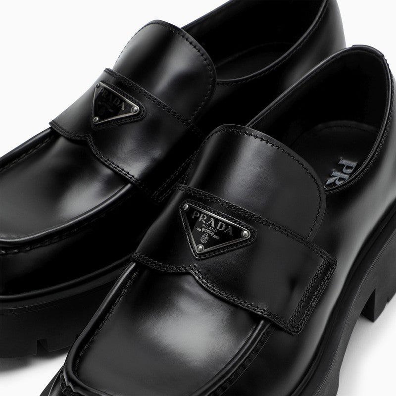 Prada Black Brushed Leather Loafer Men