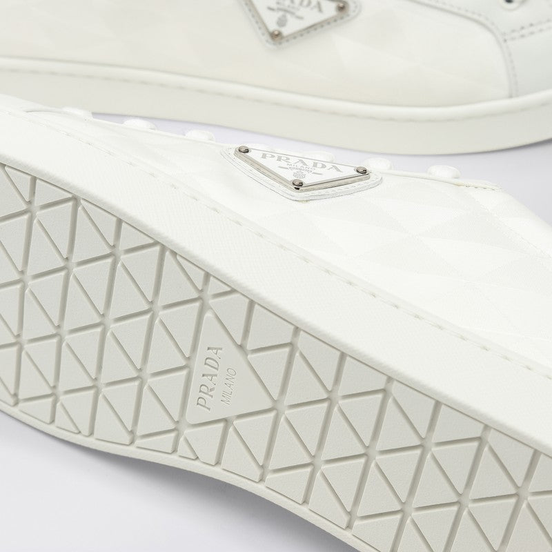 Prada White Leather And Re-Nylon Sneaker Men