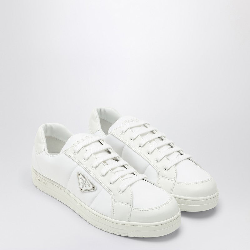 Prada White Nappa Leather And Re-Nylon Sneaker Men