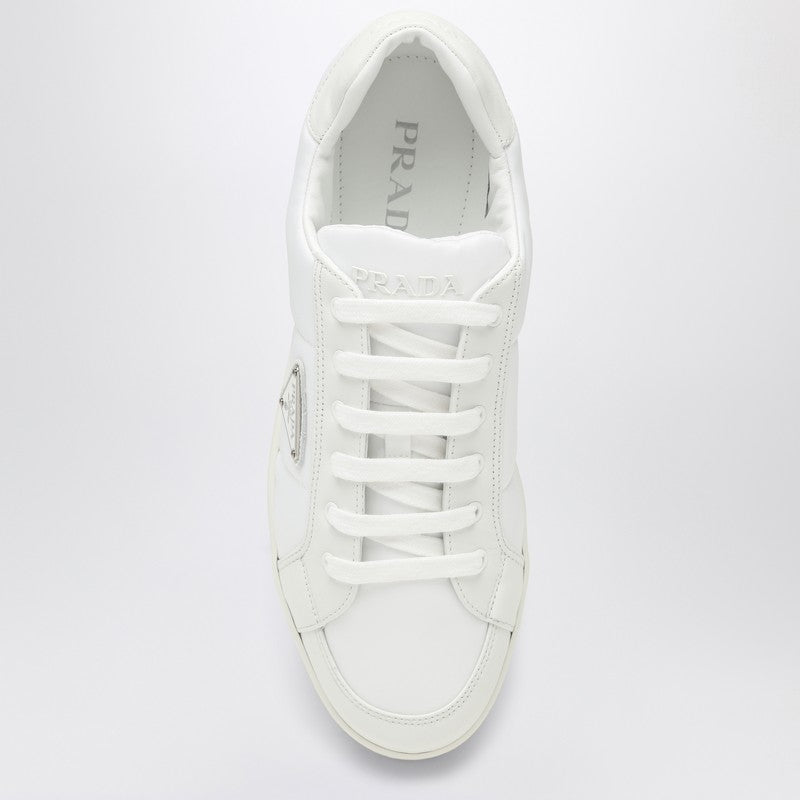 Prada White Nappa Leather And Re-Nylon Sneaker Men