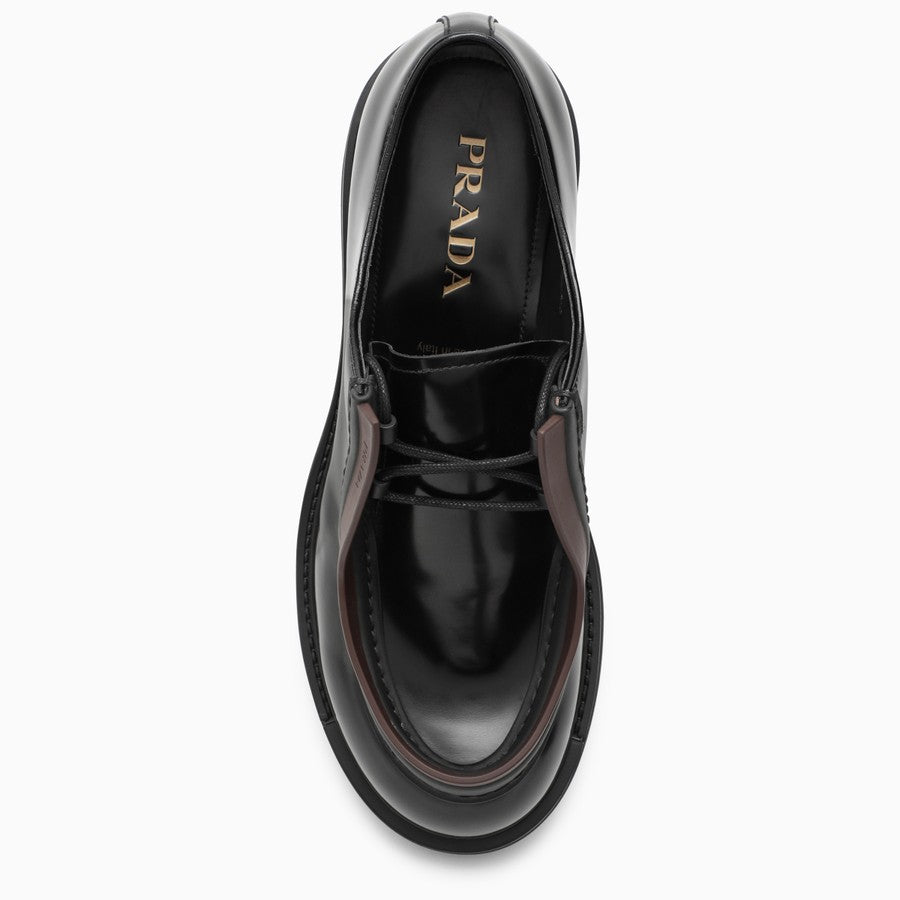 Prada Men Black/Brown Leather Diapason Lace-Up