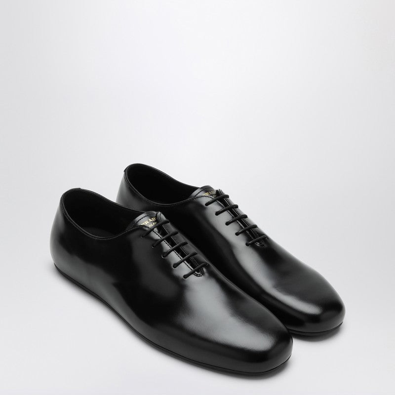 Prada Black Brushed Leather Brogue Men