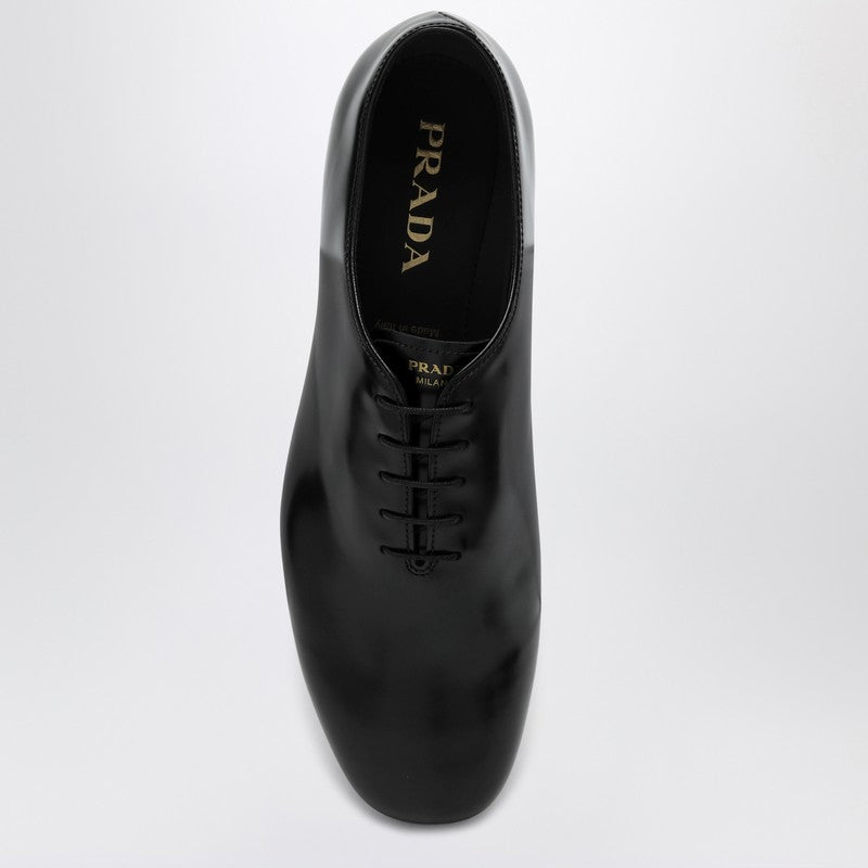 Prada Black Brushed Leather Brogue Men