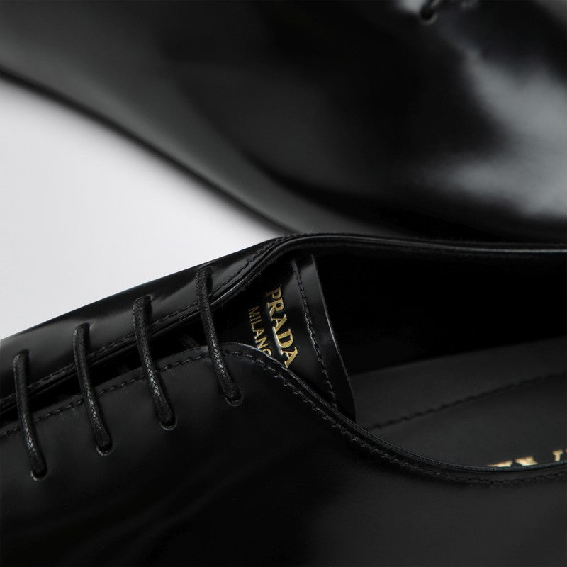 Prada Black Brushed Leather Brogue Men