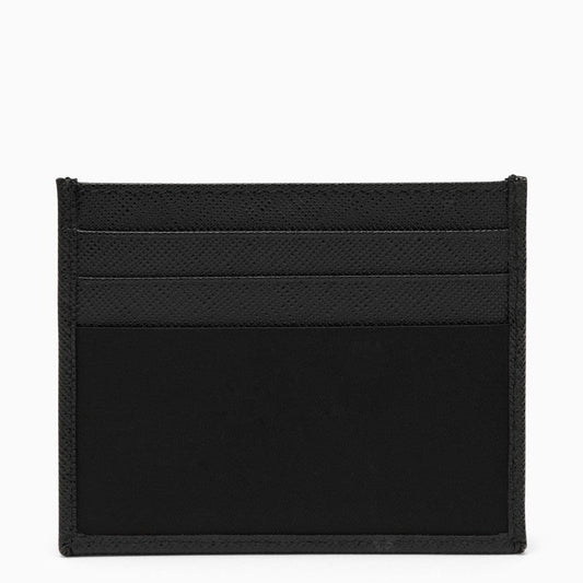 Prada Black Saffiano Card Case With Logo Triangle Men