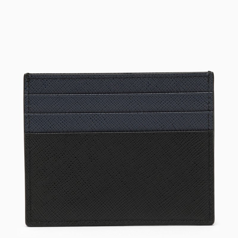 Prada Card Holder In Saffiano Blue/Black Men