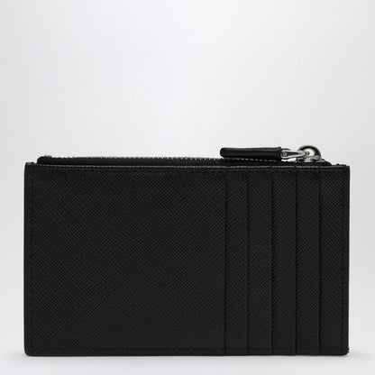 Prada Black Zipped Card Case In Saffiano Men