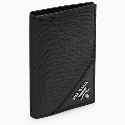 Prada Black Leather Credit Card Holder Men