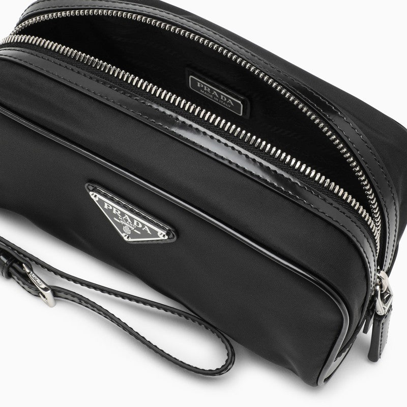 Prada Black Re-Nylon And Brushed Leather Carrier Men