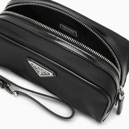 Prada Black Re-Nylon And Brushed Leather Carrier Men