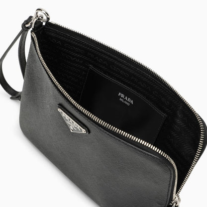 Prada Small Black Pouch In Saffiano Men