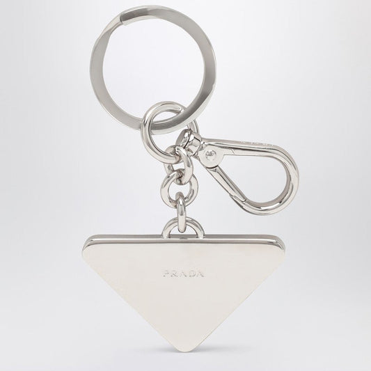 Prada Black Saffiano And Metal Key Ring Men