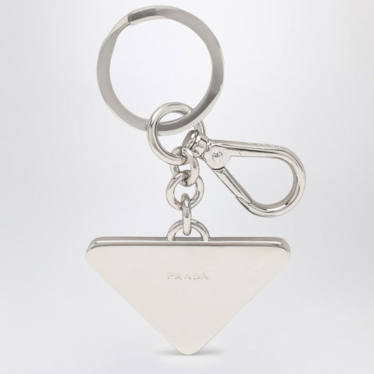 Prada Black Saffiano And Metal Key Ring Men