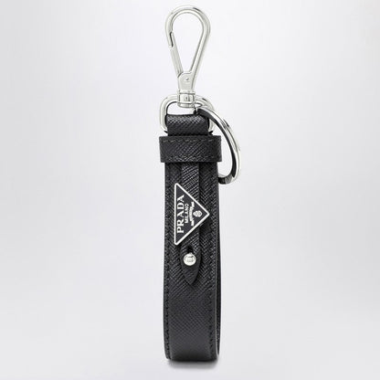 Prada Black Saffiano Leather Keychain Men