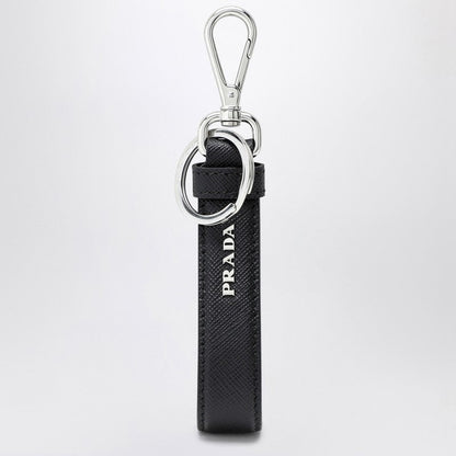 Prada Black Saffiano Leather Keychain Men