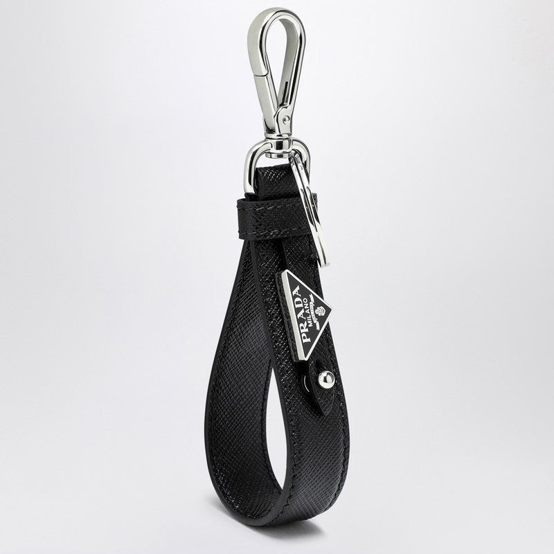 Prada Black Saffiano Leather Keychain Men