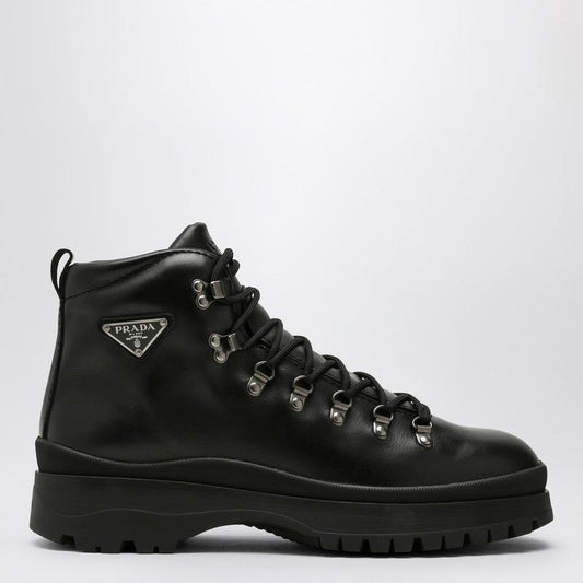 Prada Black Leather Lace-Up Boot Men