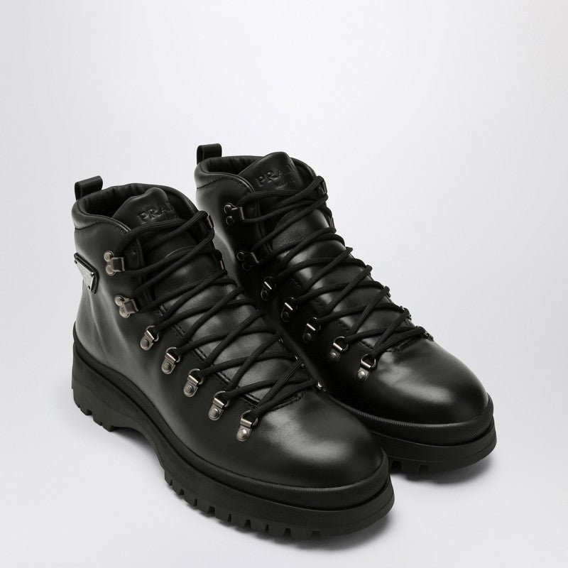 Prada Black Leather Lace-Up Boot Men