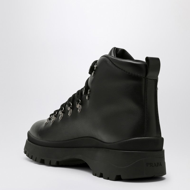 Prada Black Leather Lace-Up Boot Men