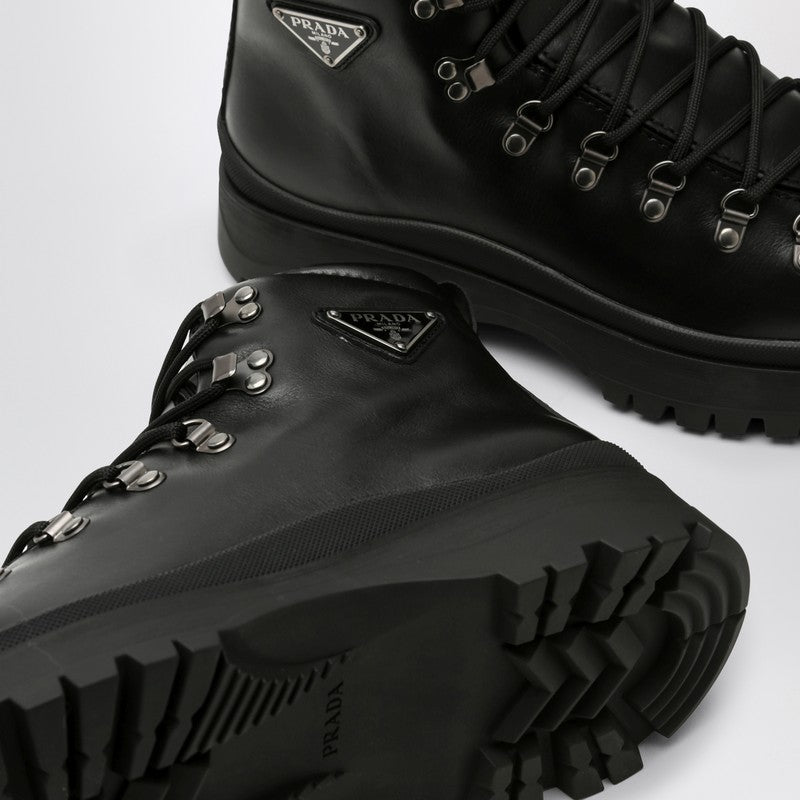 Prada Black Leather Lace-Up Boot Men