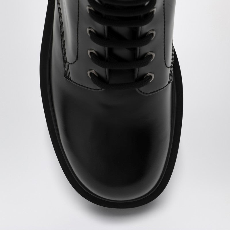 Prada Black Brushed Leather Ankle Boot Men